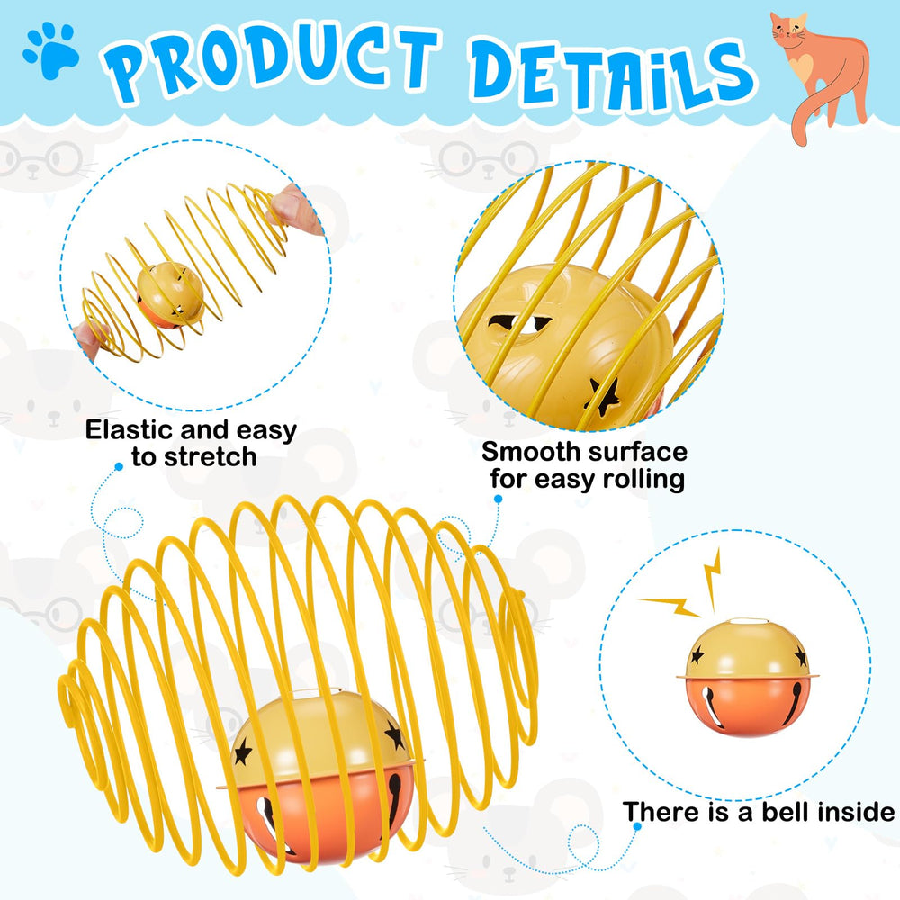 Jecery stretchable cat toy with steel wire spring enhances playful engagement.