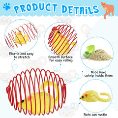 Jecery stretchable coil toy shown in bright colors for kitten exercise.