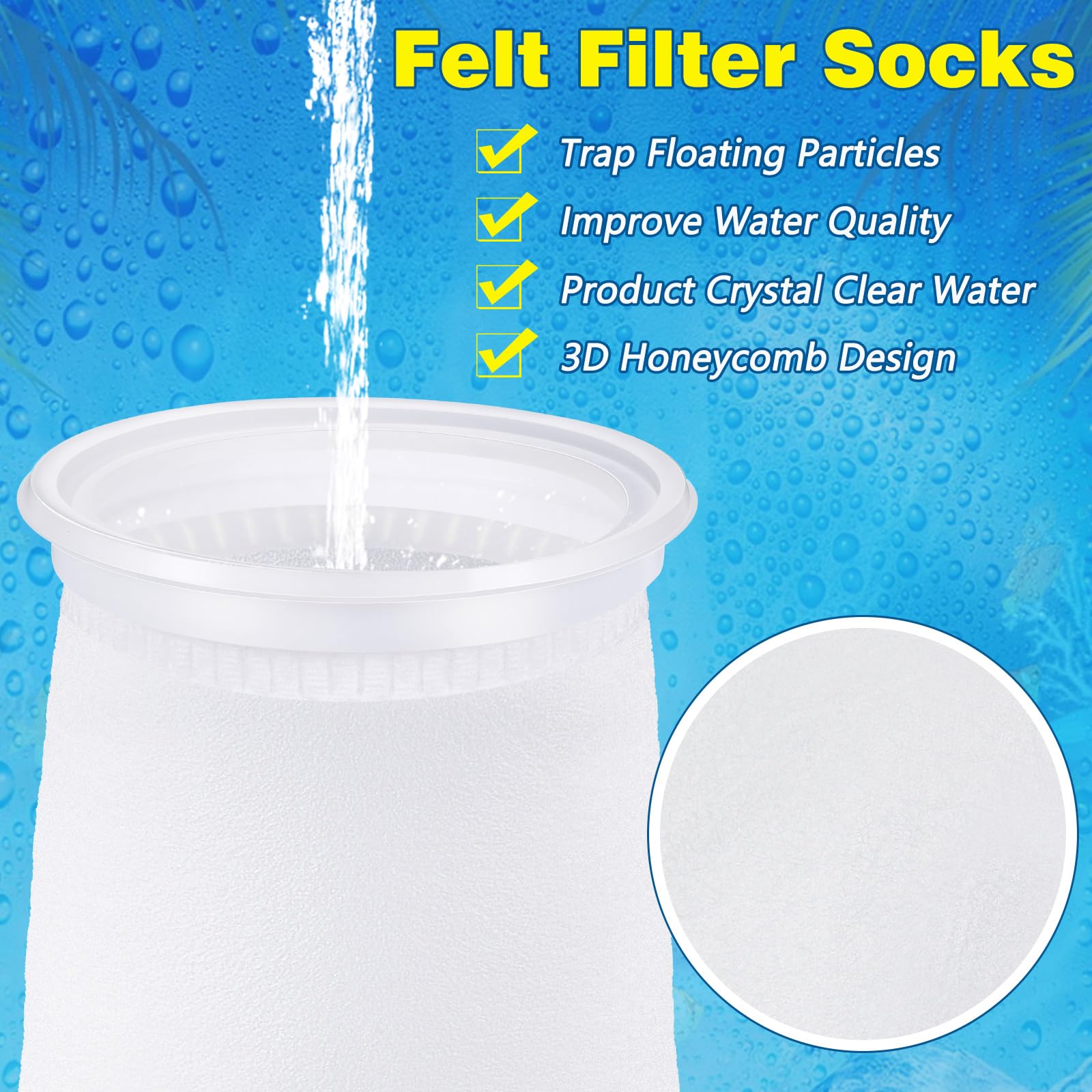 Jecery sump socks 4x8in fit most tanks for easier maintenance.