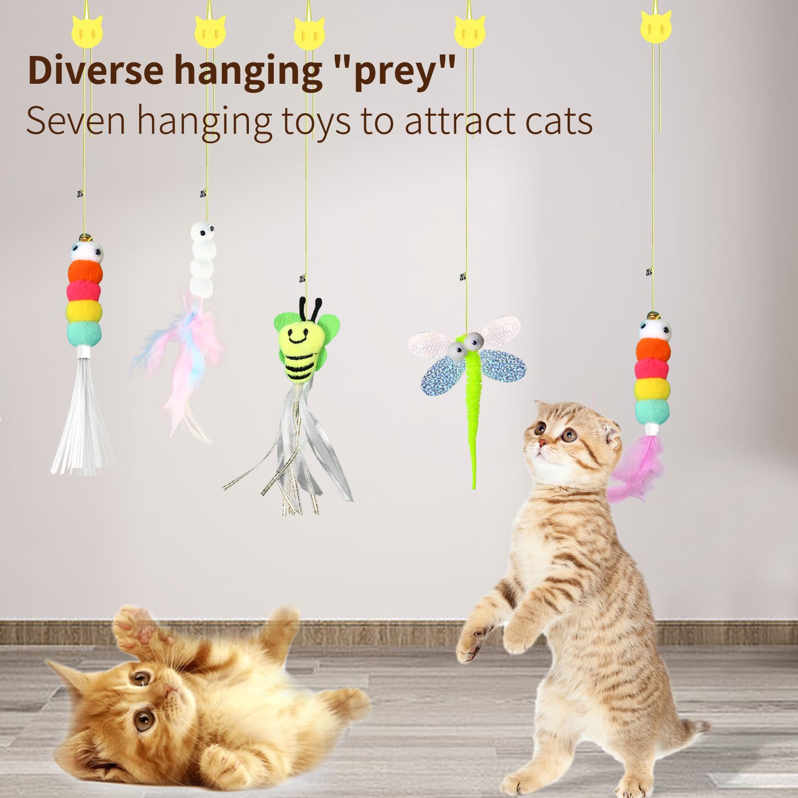 JEChrochen kitten toys adjustable rope height ensures comfortable reach in any space.