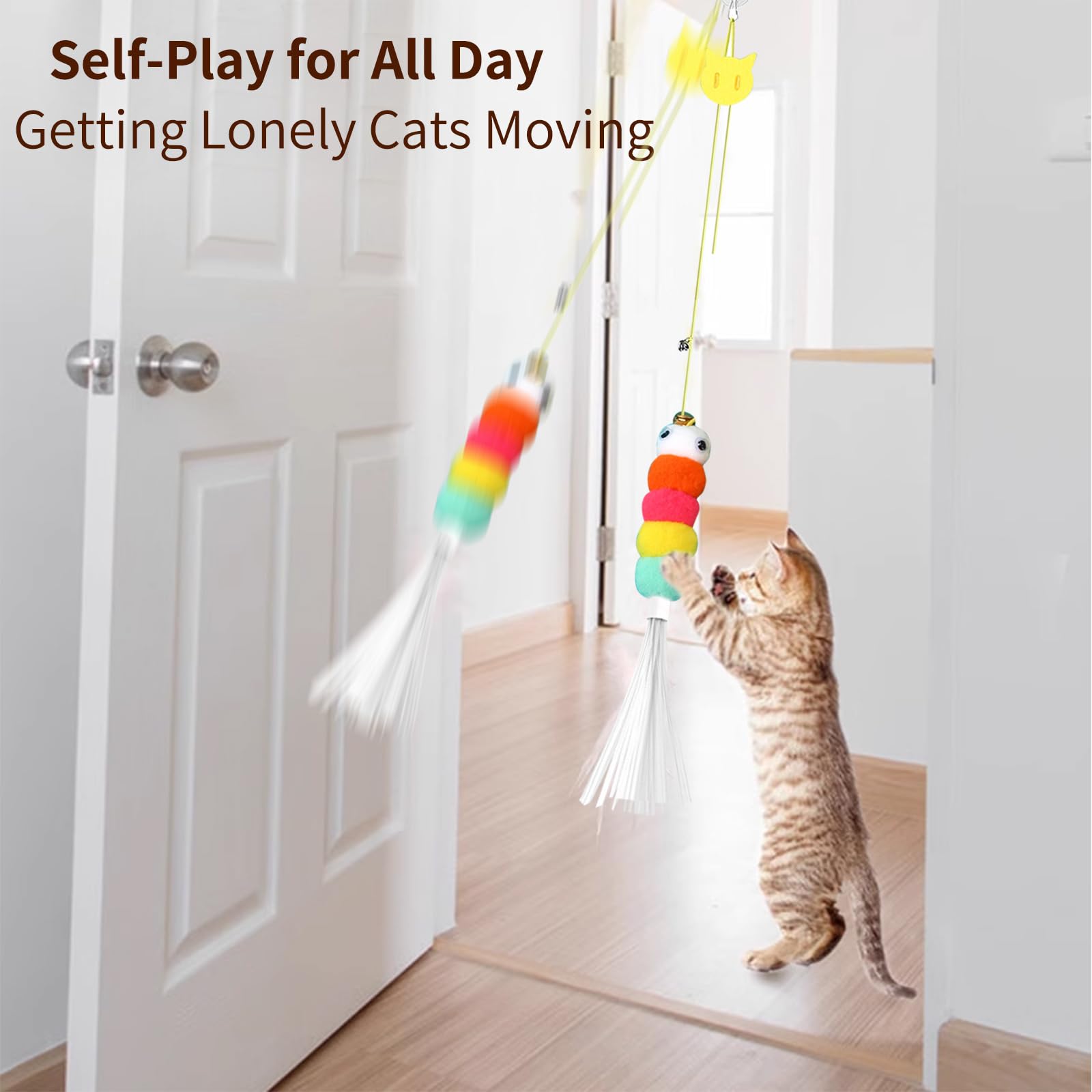 JEChrochen kitten toys self-play hanging demonstrates easy setup for busy households.