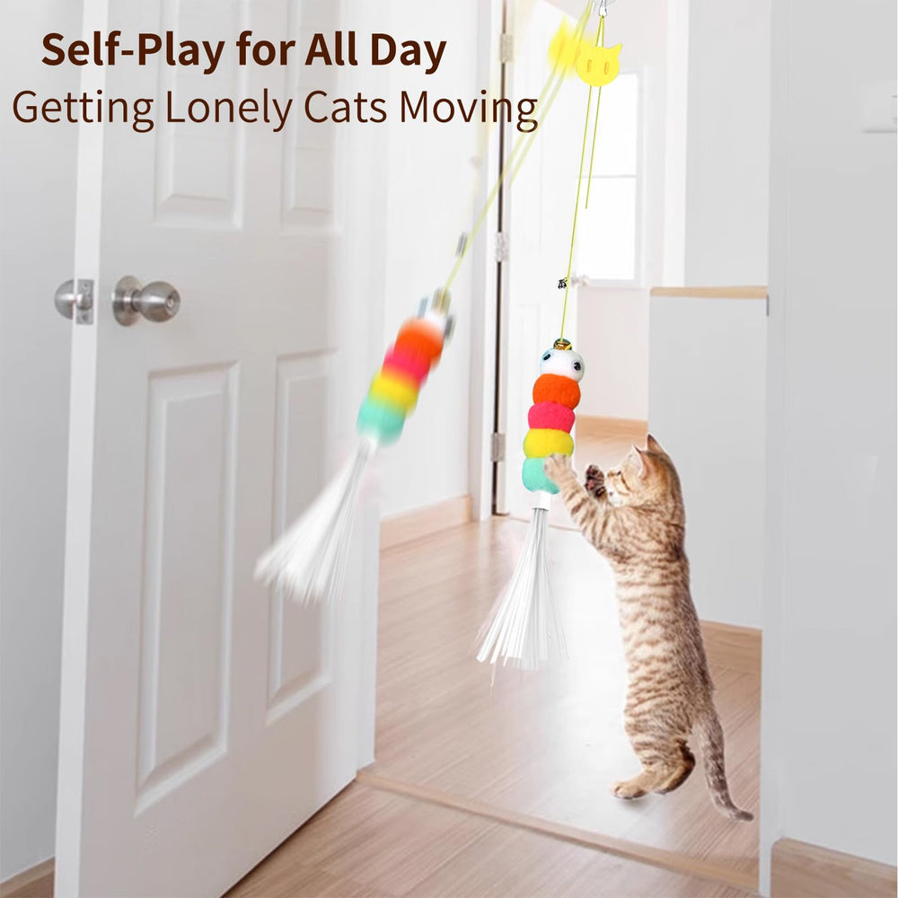 JEChrochen kitten toys self-play hanging demonstrates easy setup for busy households.