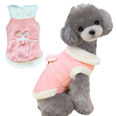 Jecikelon bowtie dog coat pink with cute bow detail for stylish winter wear.
