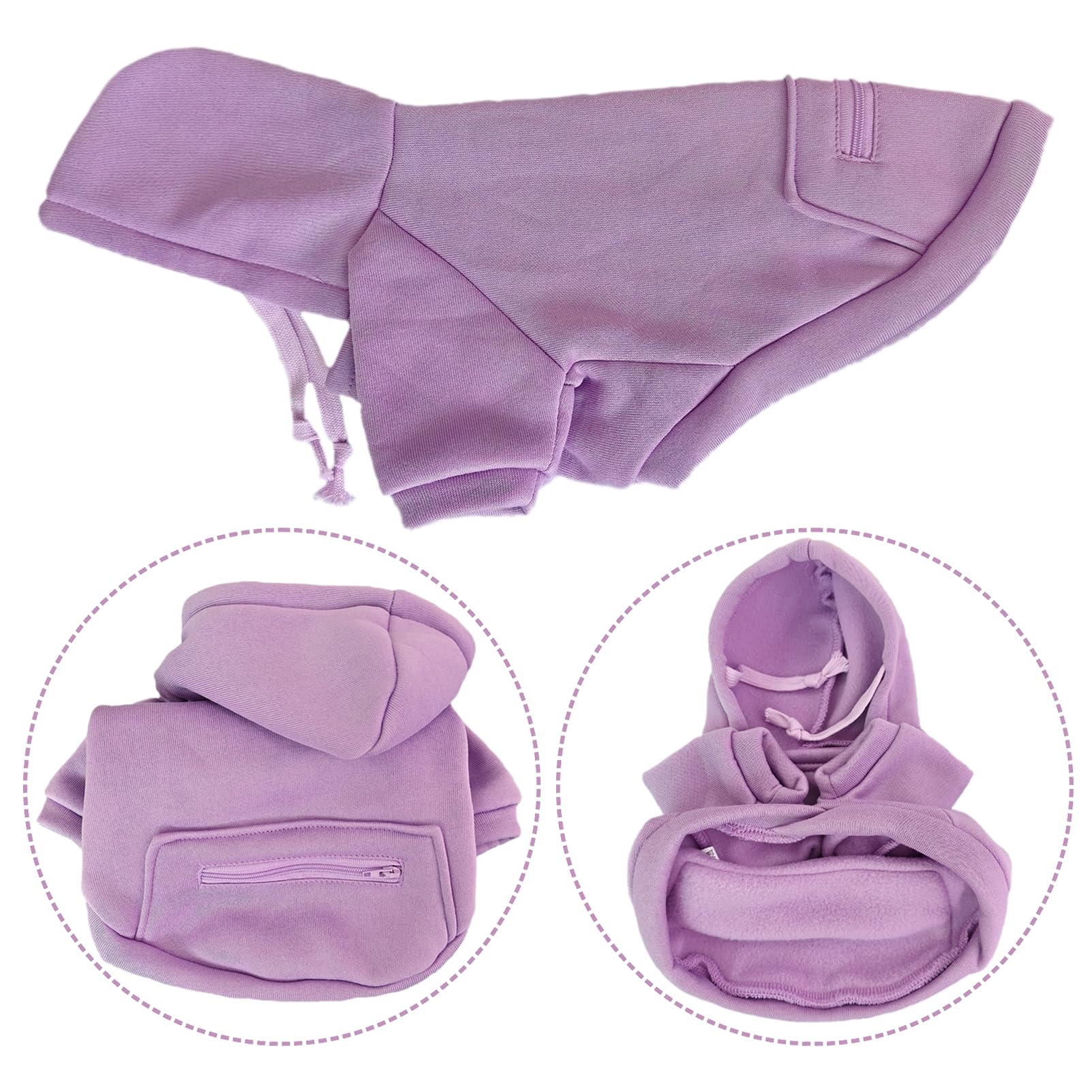 JECIKELON dog coat purple medium hood and pocket detail for convenience