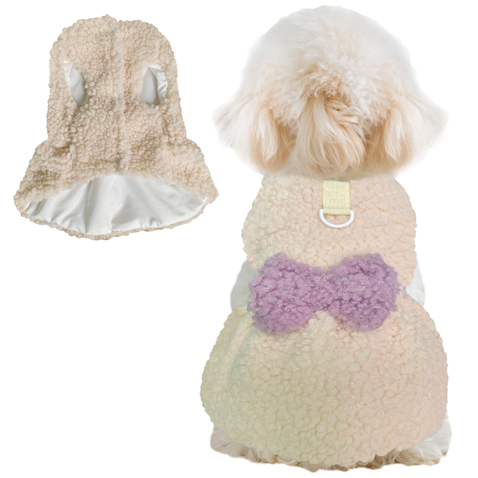 Jecikelon dog sweater dress beige close-up showing soft warmth for chilly days
