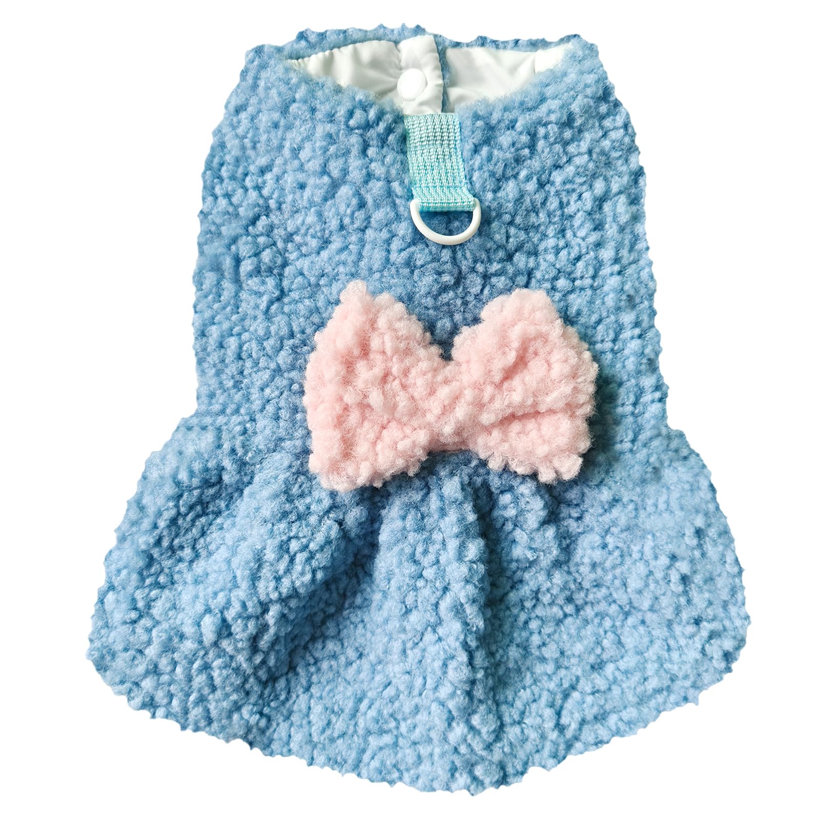 JECIKELON dog sweater dress blue material close-up shows lightweight breathable fabric