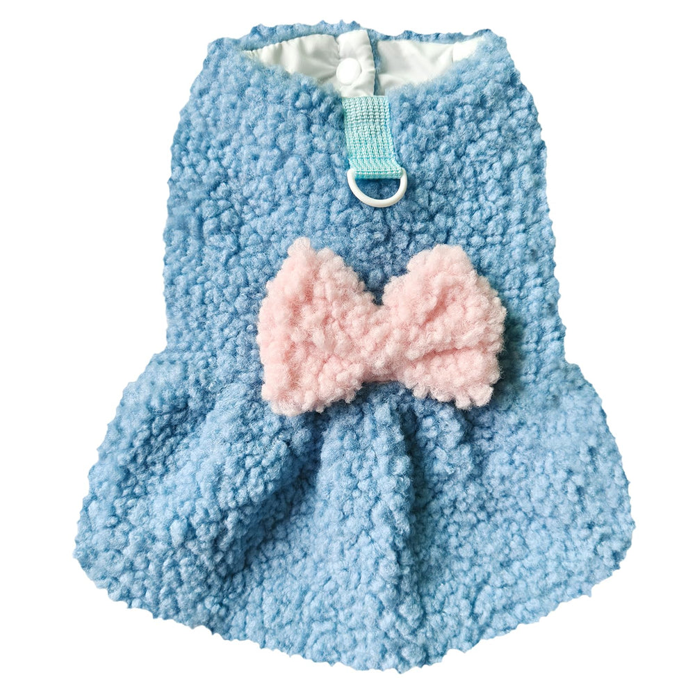 JECIKELON dog sweater dress blue material close-up shows lightweight breathable fabric