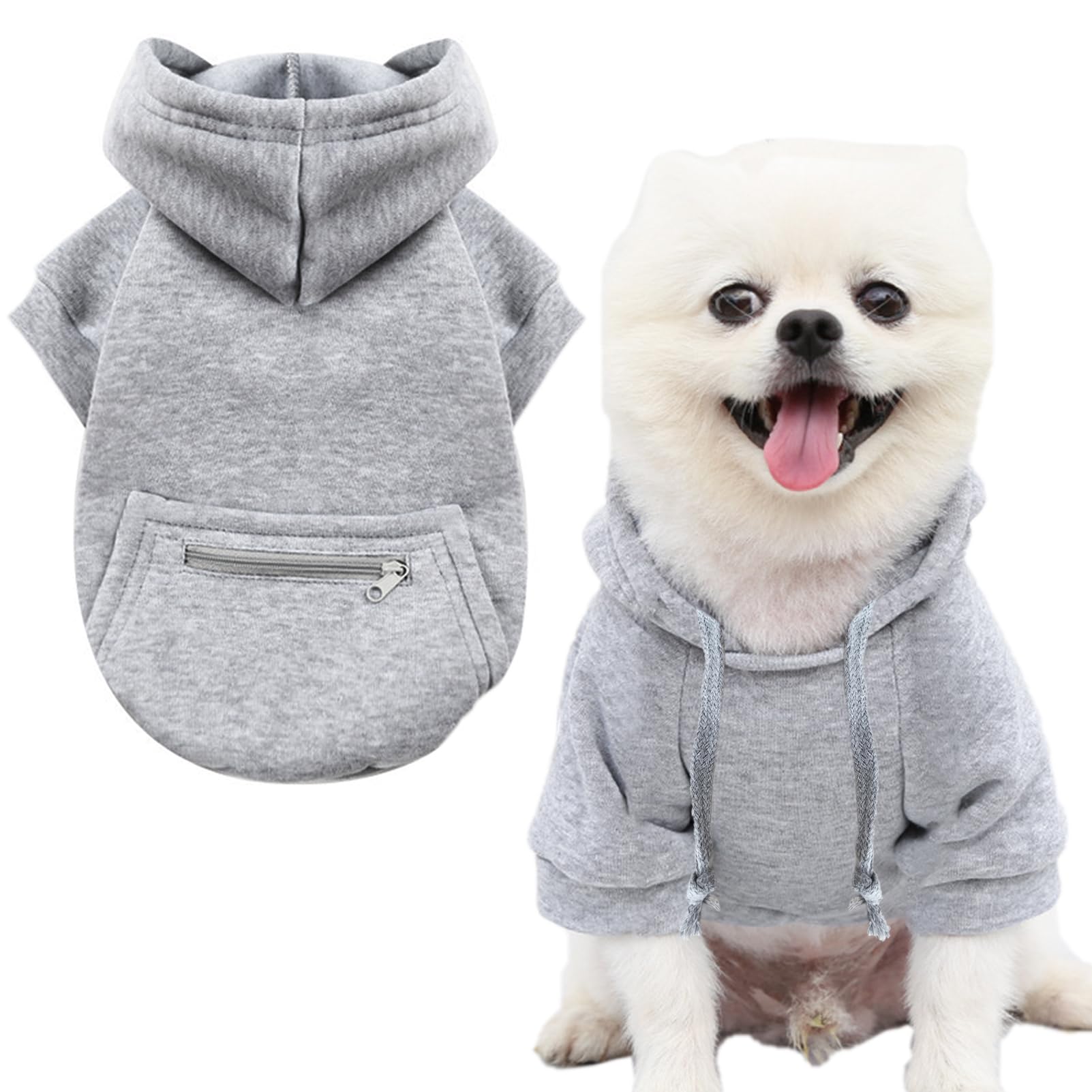 Jecikelon dog coat grey XL with pocket hoodie illustrating warm, cozy outerwear for chilly walks