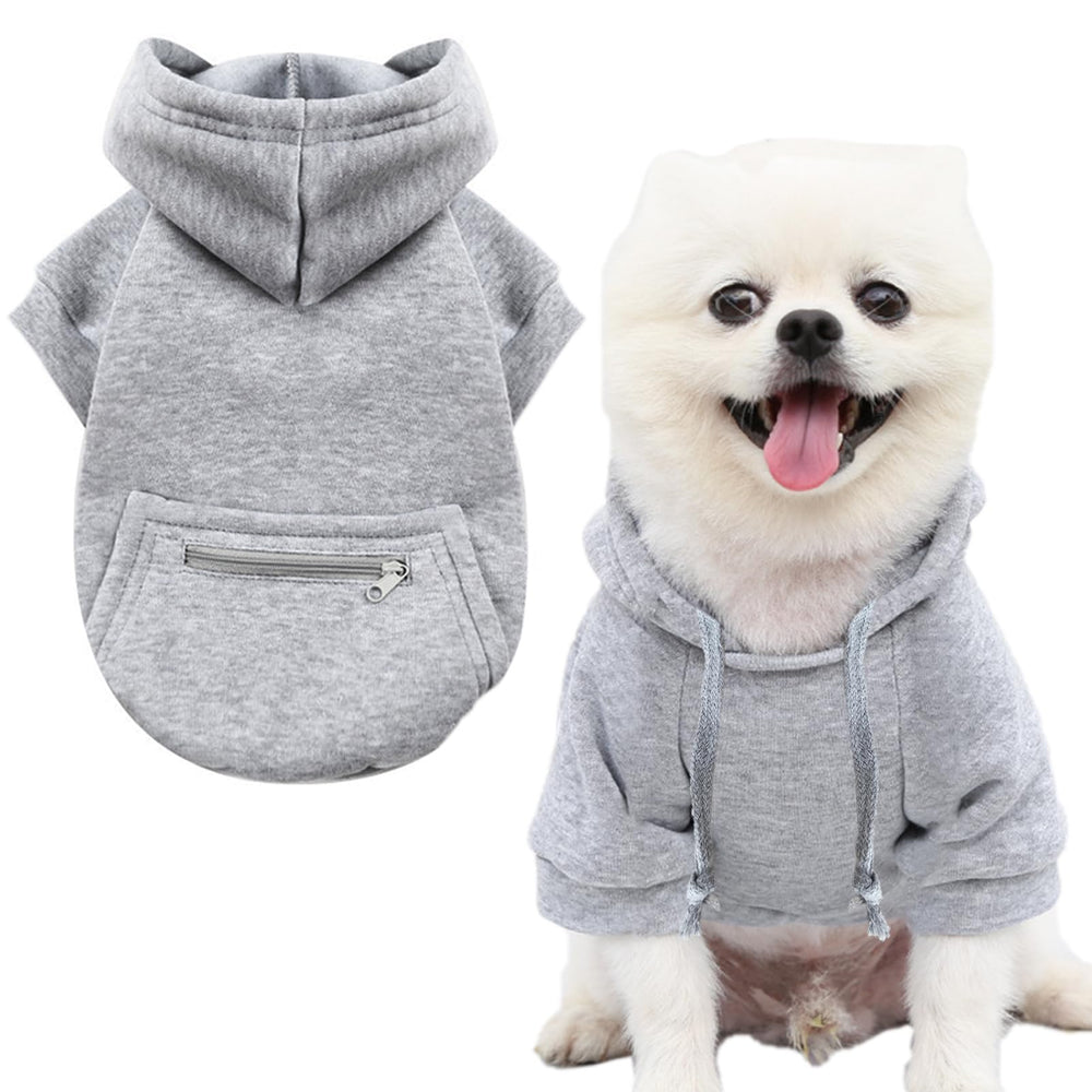 Jecikelon dog coat grey XL with pocket hoodie illustrating warm, cozy outerwear for chilly walks