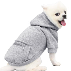 JECIKELON dog coat pocket grey back view emphasizes full coverage and fit