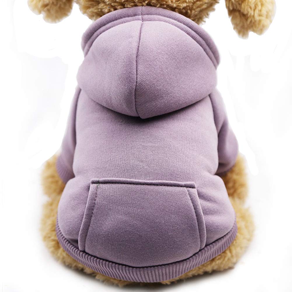 JECIKELON winter dog hoodie purple small front view for tiny dogs
