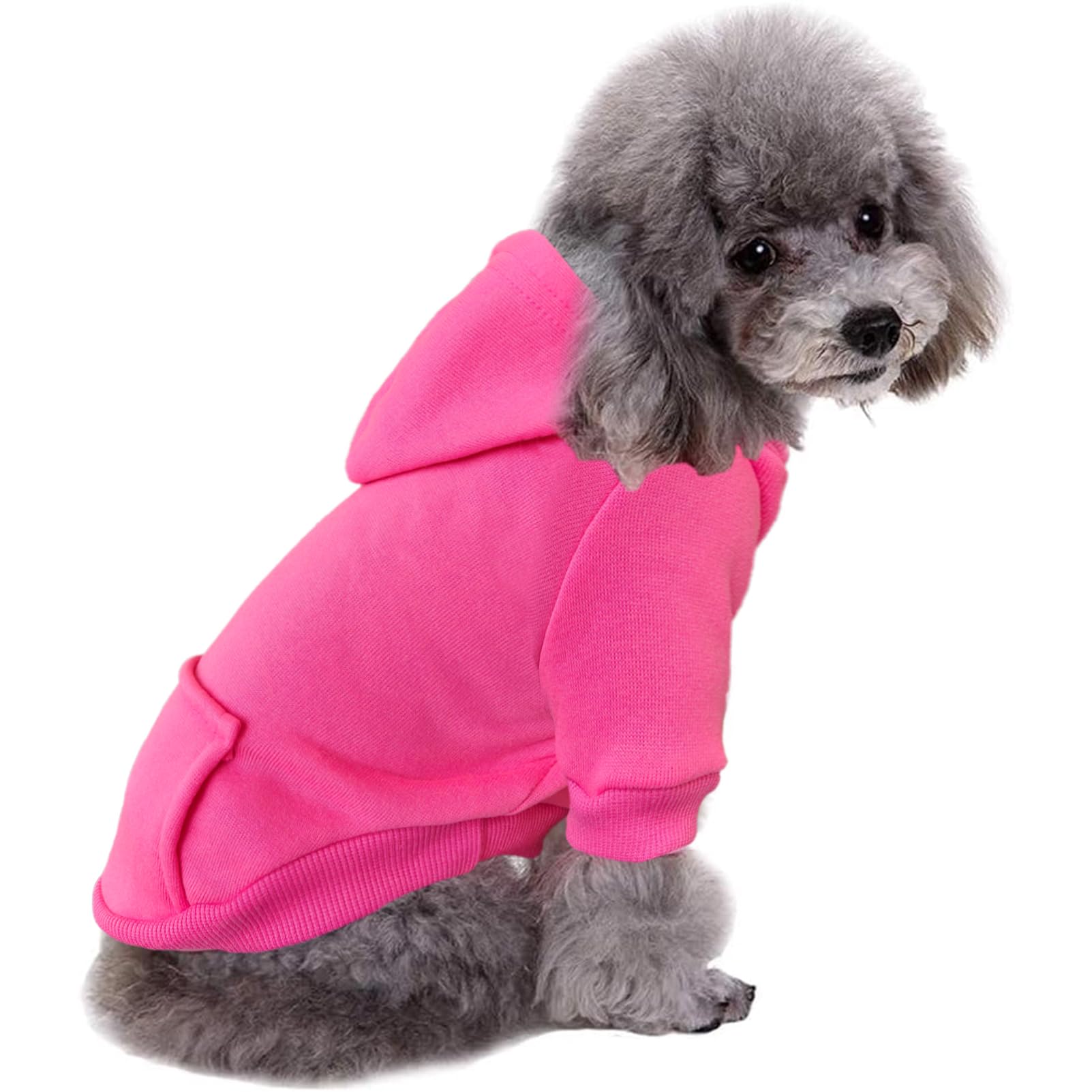 JECIKELON winter dog hoodie rose red back view, stylish warmth