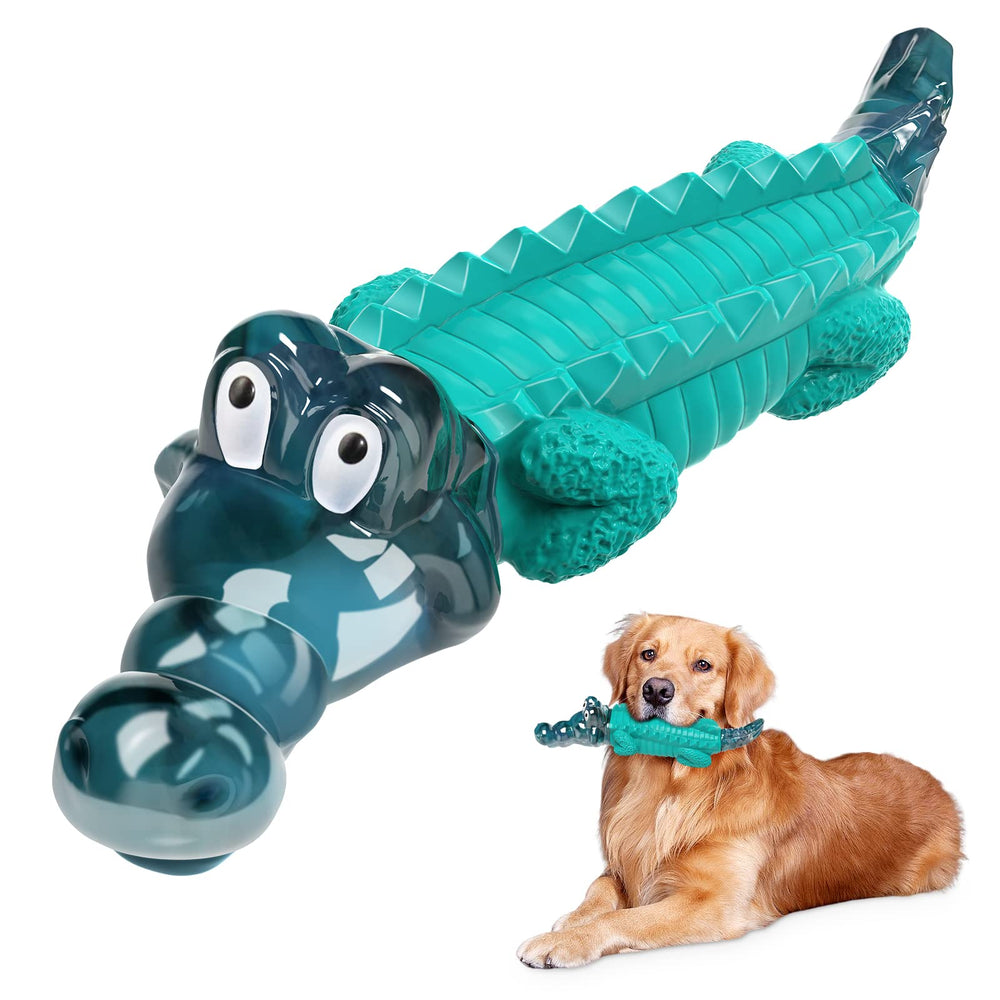 Jeefome alligator-shaped dog toy for aggressive chewers promotes engagement.