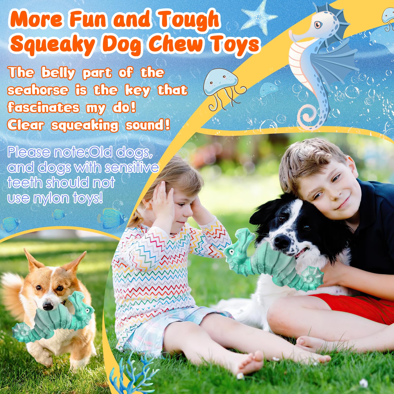 Jeefome dog toy Bright-colored-design improves visibility during play