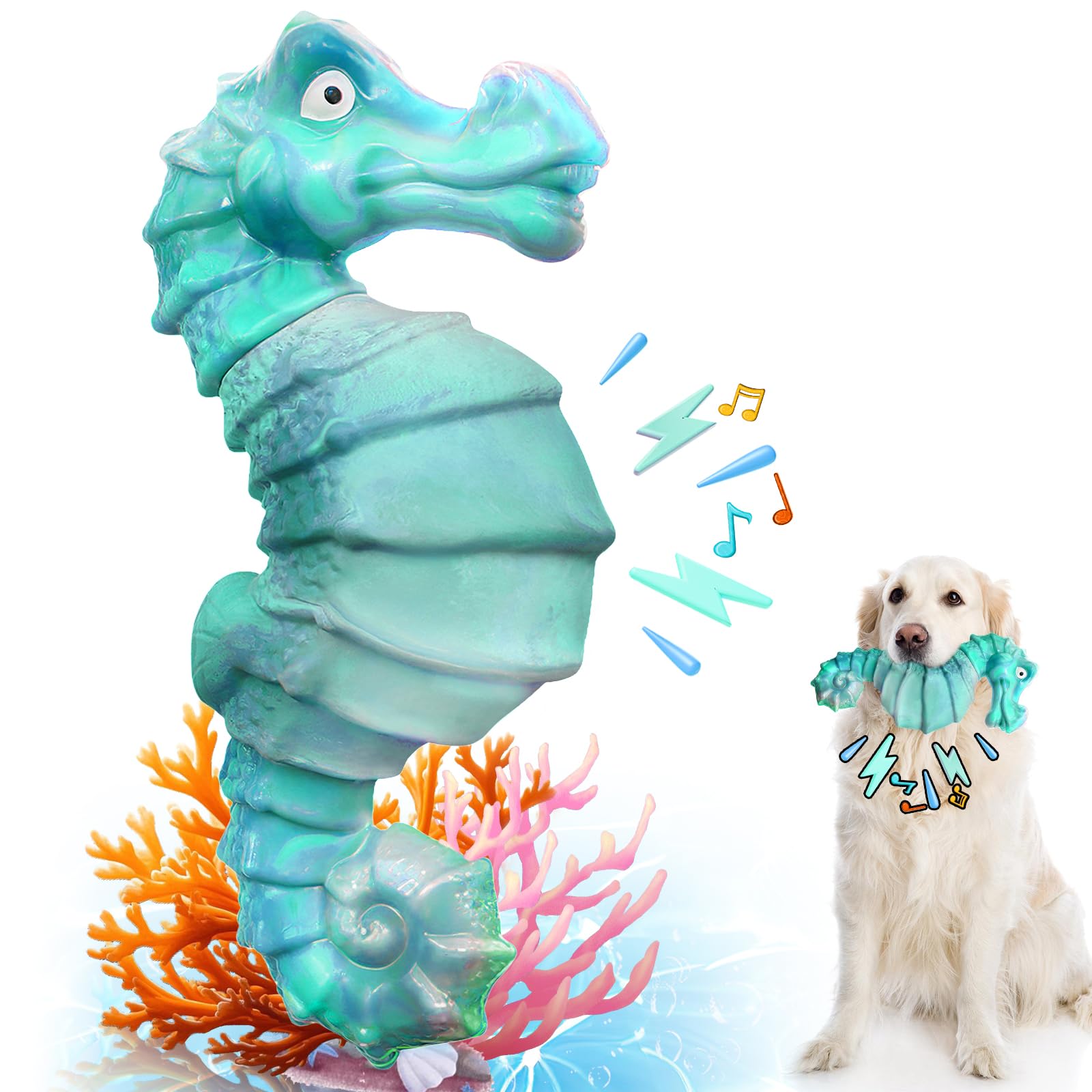 Jeefome dog toy Seahorse-squeaker engages aggressive chewers with playful sounds