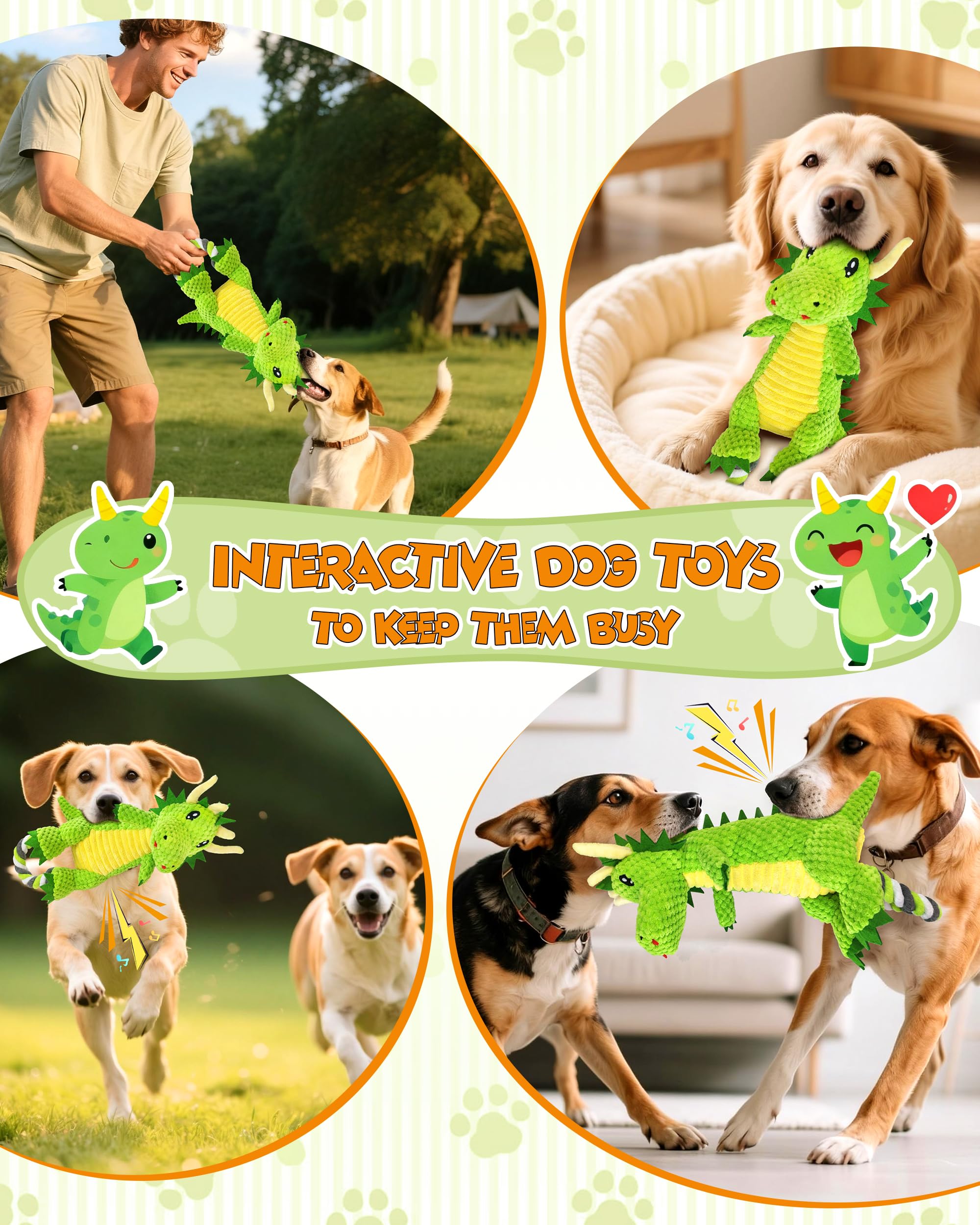 Jeefome durable dog toy double stitched seams for teething and longevity