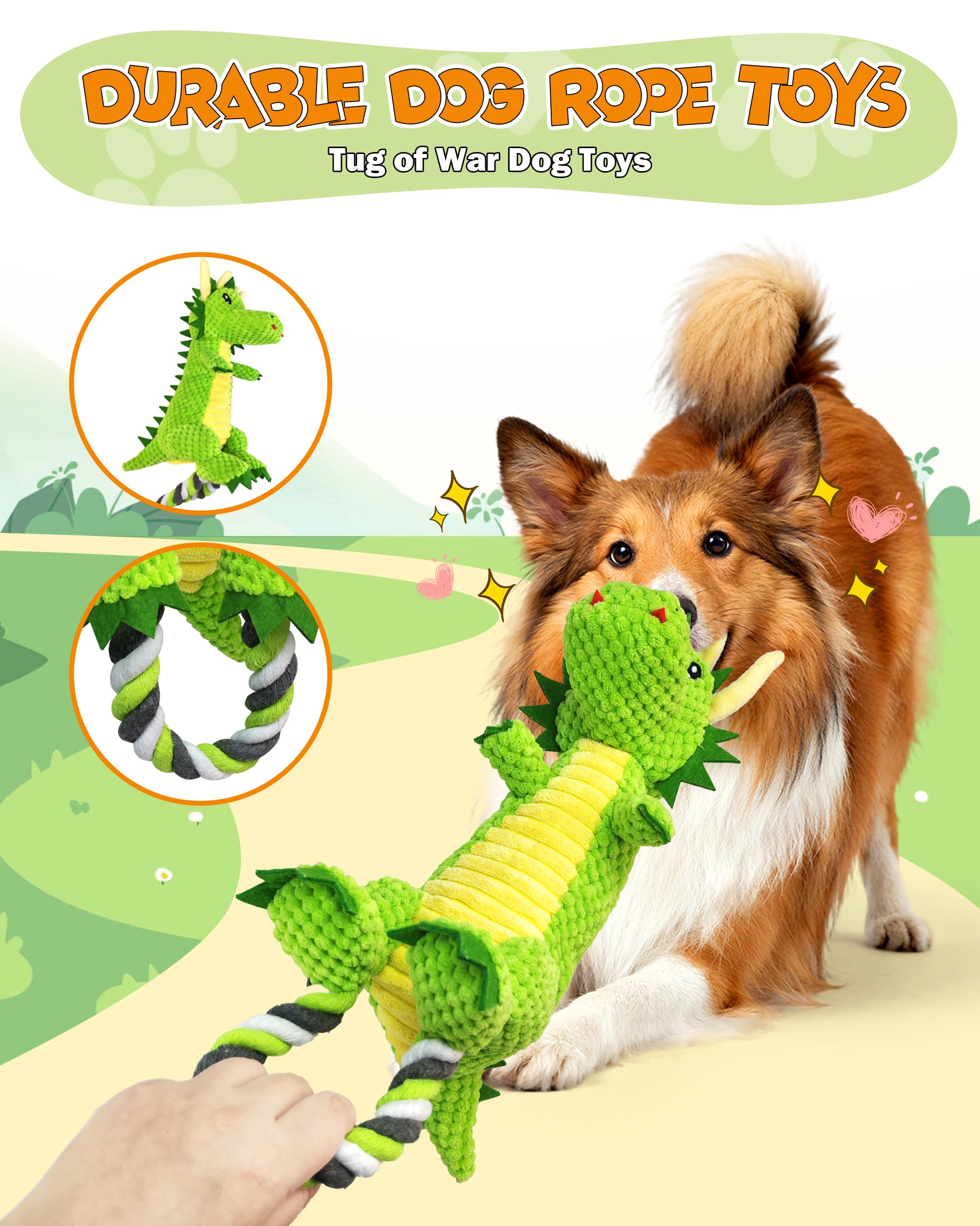 Jeefome plush squeaky dog toy soft touch for solo play and cuddling