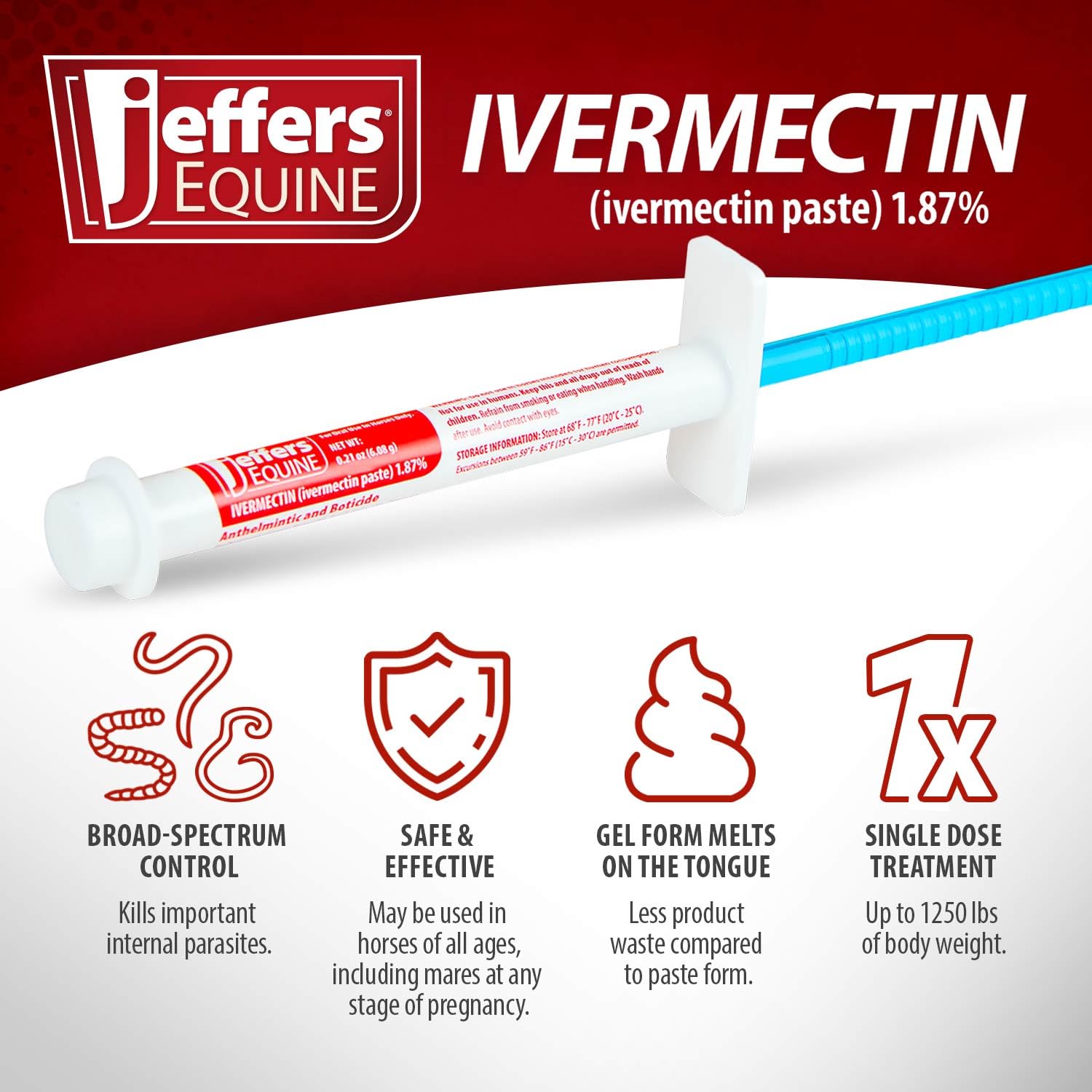 Jeffers dewormer suited for foals and horses as part of routine care