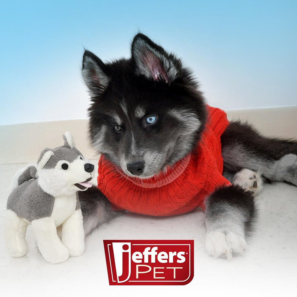 Jeffers Pet Animal Cuddlers plush dog toy indoor play scene invites calm, focused fun.