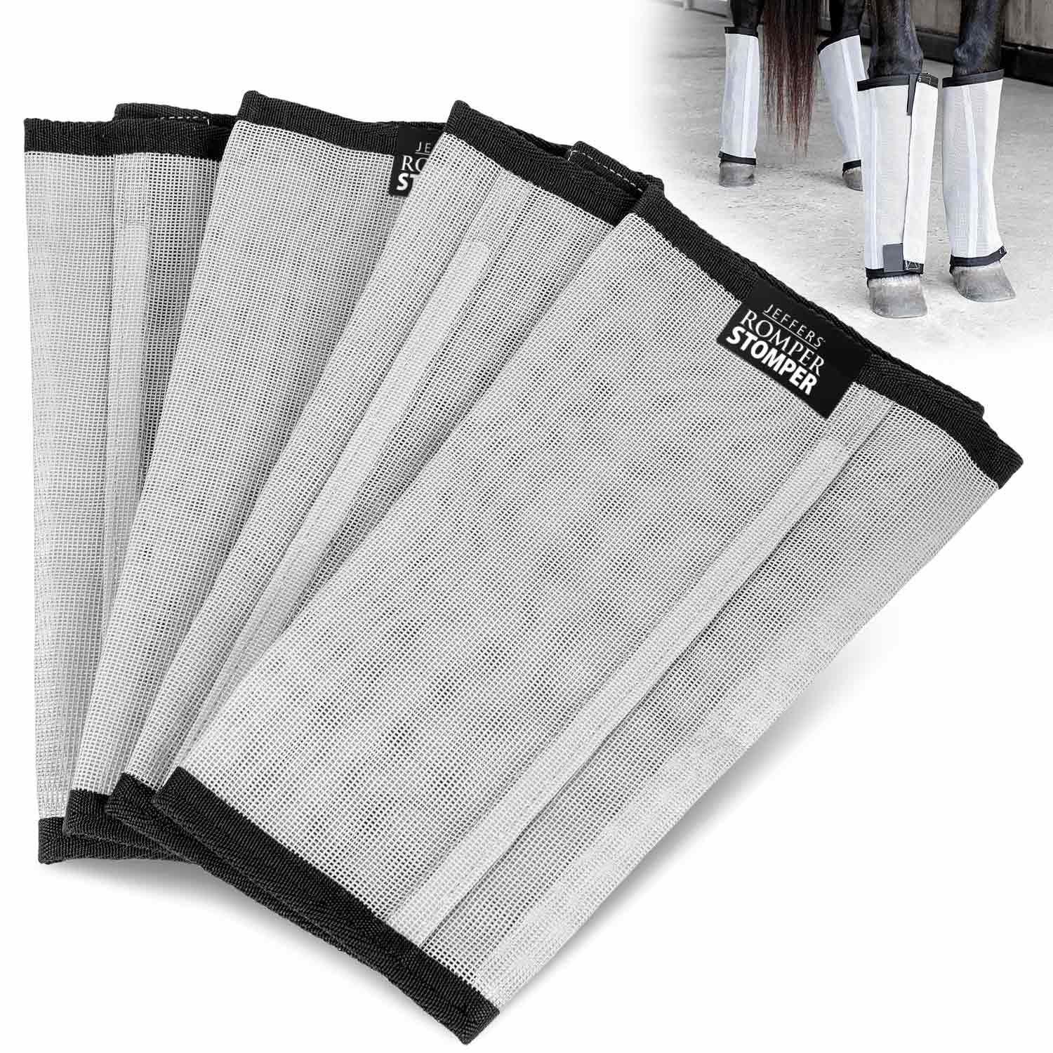Jeffers Romper Stomper Fly Boots grey side view for leg protection during turnout