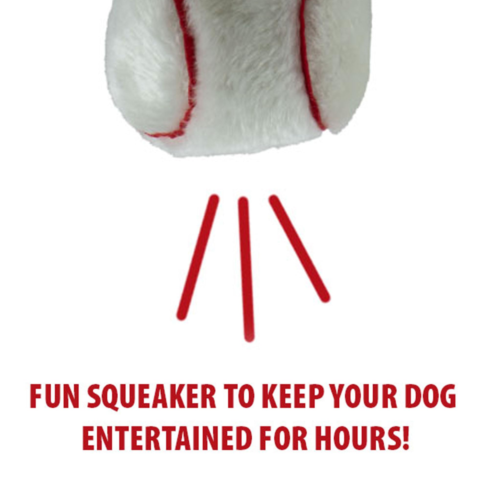 Jeffers Sporty Pup plush football includes a built-in squeaker for interactive play.