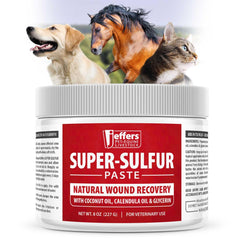 Jeffers Super Sulfur Paste bottle closeup for soothing skin support