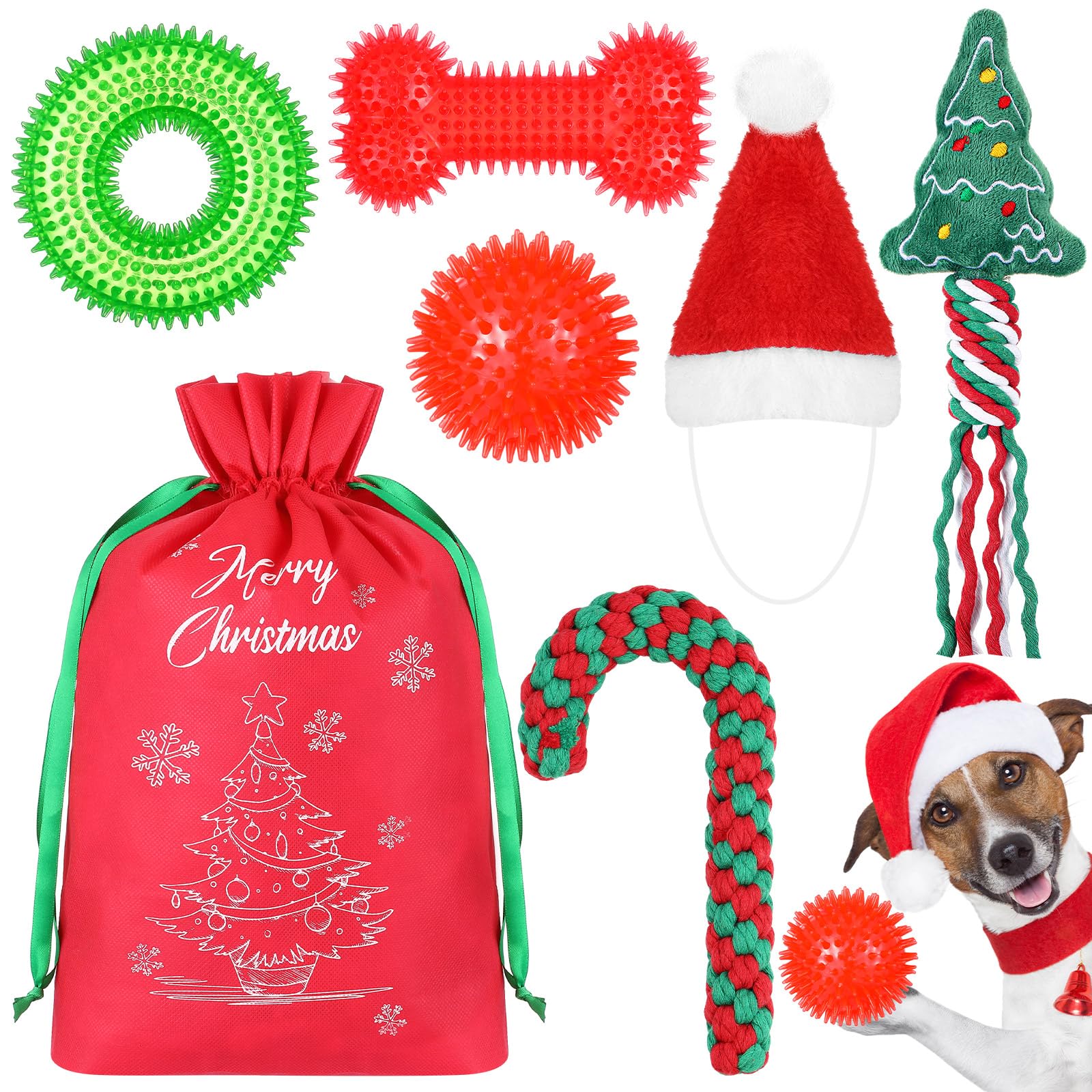 JellyArch Christmas dog toy set with festive shapes for indoor play