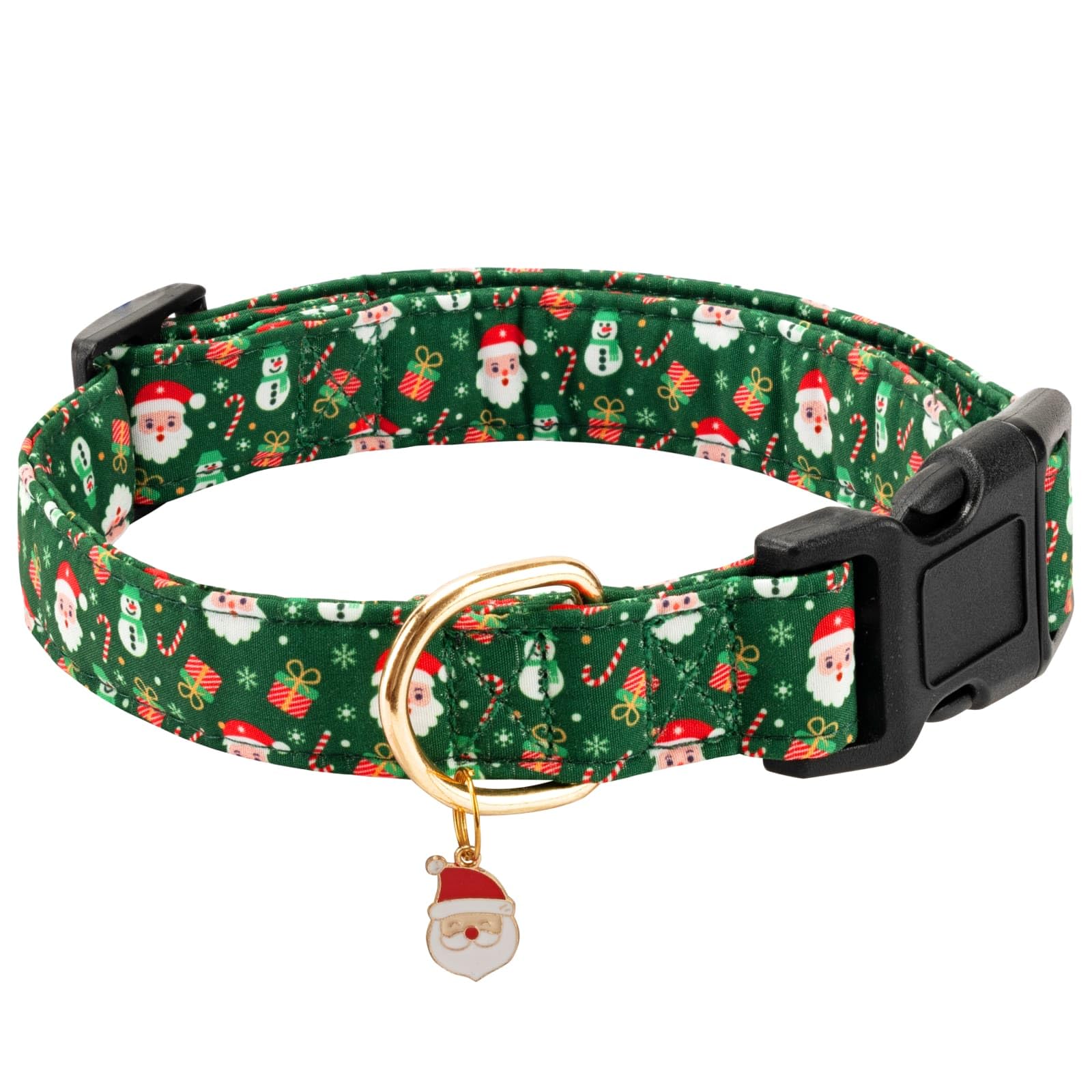 Jelwuion Christmas dog collar Santa pattern pendant highlights festive style for small to large dogs