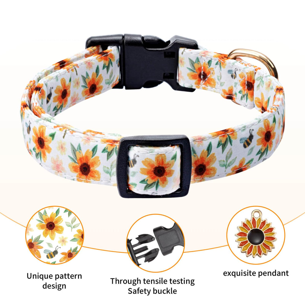 Jelwuion yellow sunflower collar for bright, comfortable everyday wear