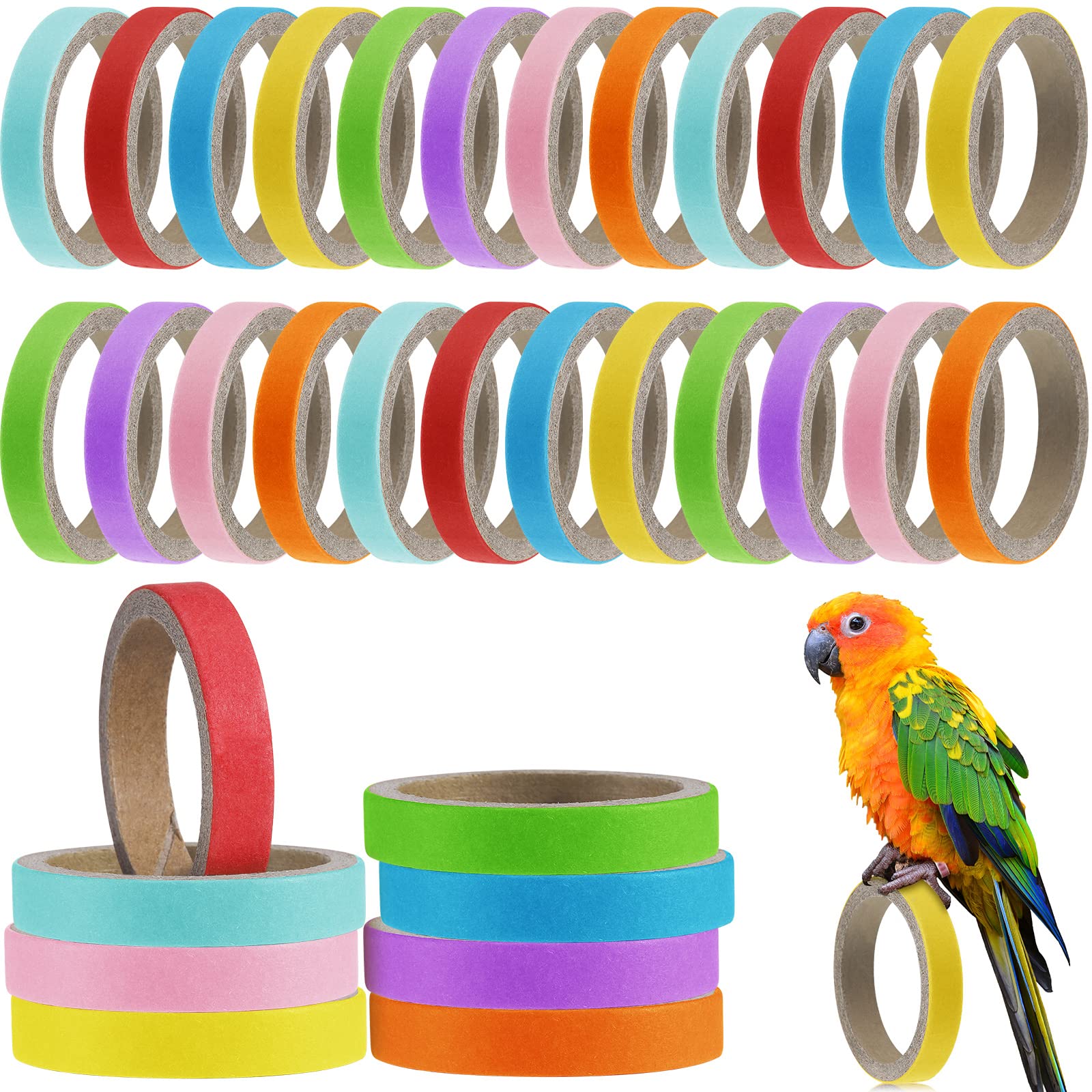 Jenaai 24pcs chew bagels parrots green color foraging toy enhancing mental stimulation