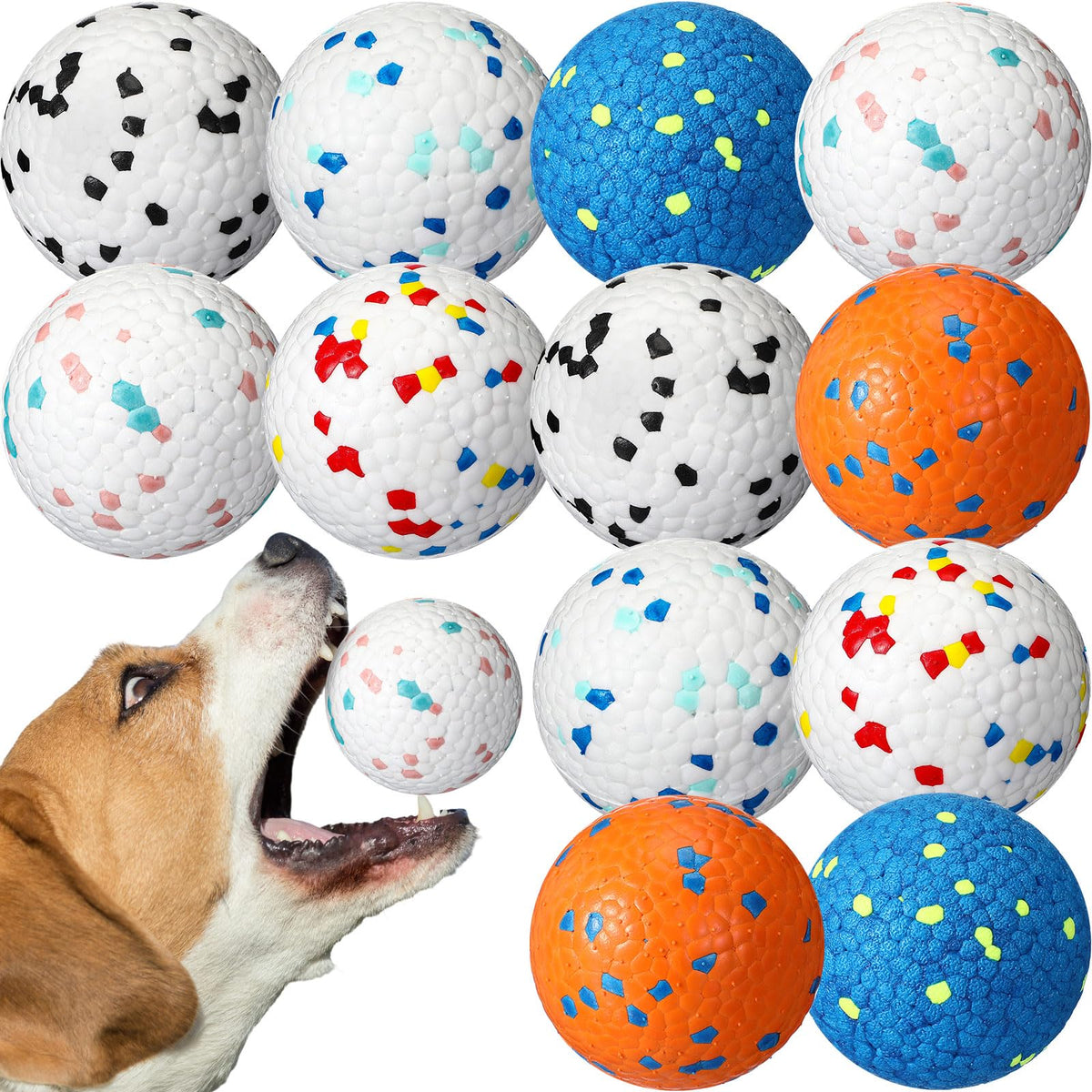 Jenaai dog balls 12-pack for aggressive chewers offer endless play and exercise.