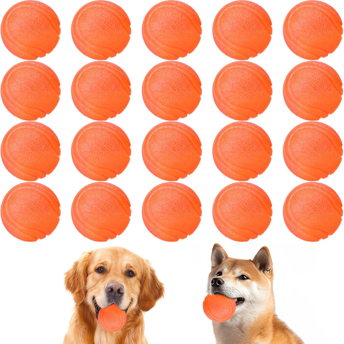 Jenaai indestructible dog balls orange 2in, easy to spot during fetch.