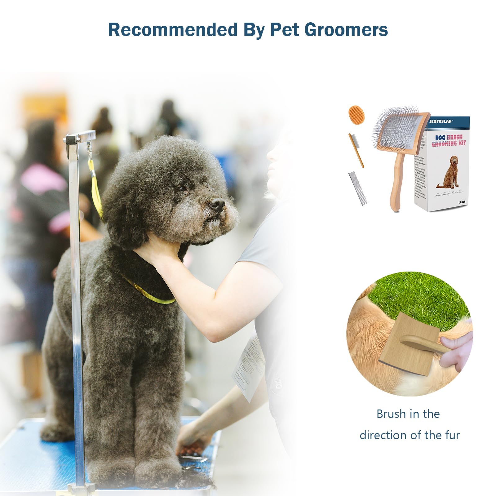 Jenfoslan slicker brush anti-slip grip ensures comfortable, fatigue-free grooming