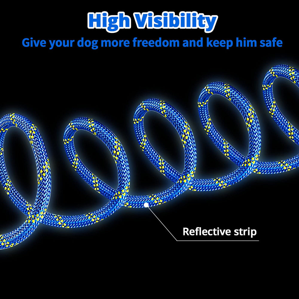 Jenico dog tie out cable 100ft blue for long hikes and safe roaming.