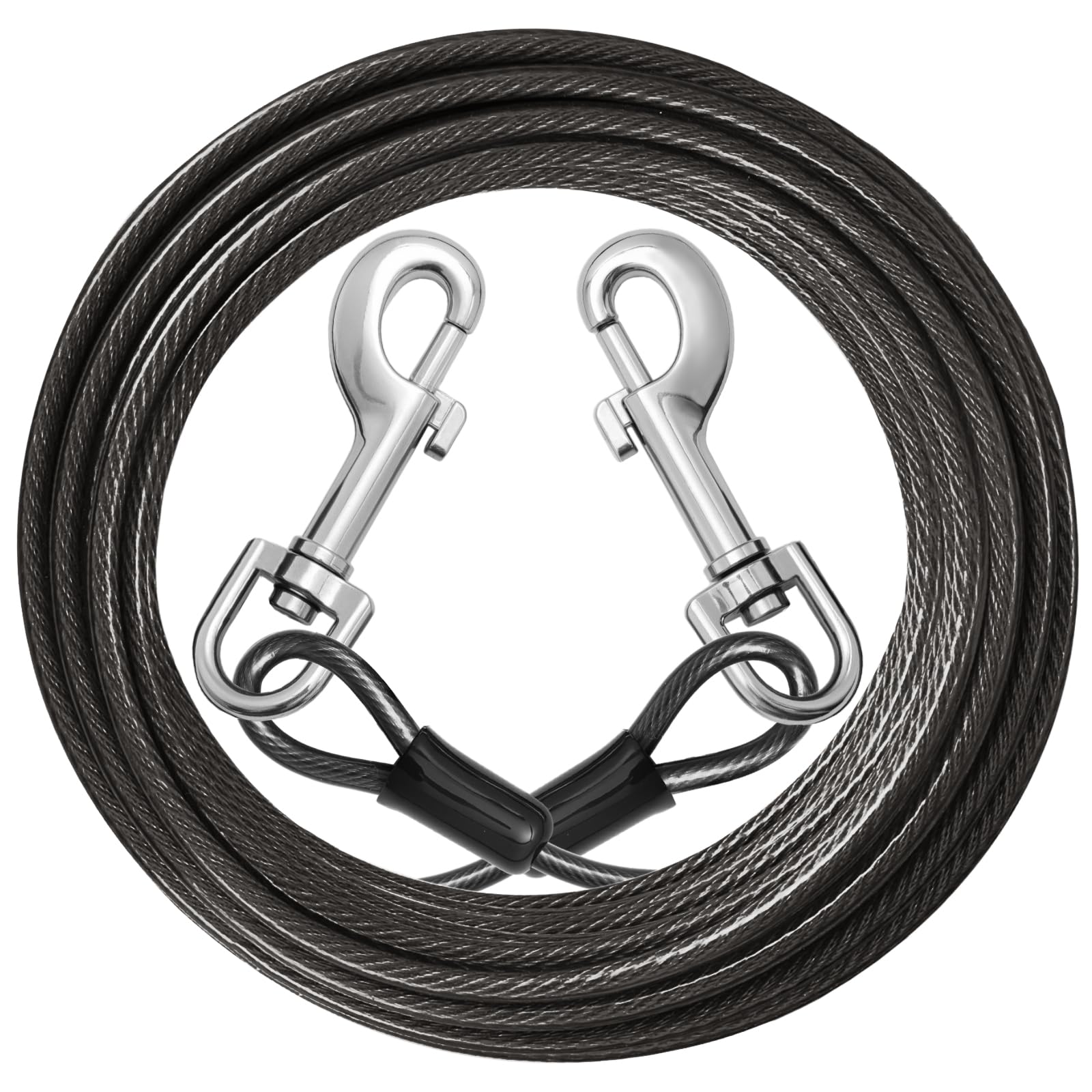 Jenico dog tie out cable 10ft coil: heavy-duty steel core for secure yard exploration.