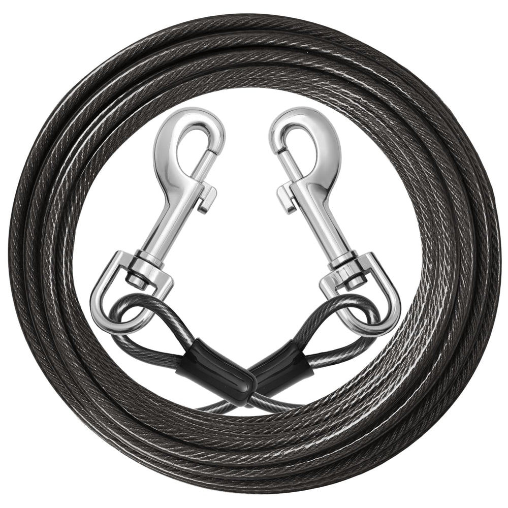 Jenico dog tie out cable 10ft coil: heavy-duty steel core for secure yard exploration.