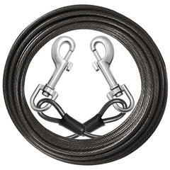 Jenico dog tie out cable 10ft coil: heavy-duty steel core for secure yard exploration.