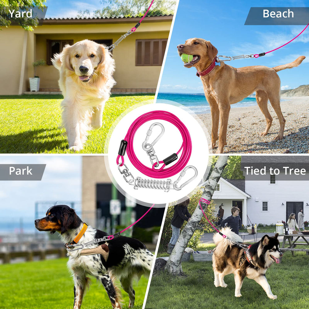 jenico dog tie out cable 15ft length offers compact, portable reach