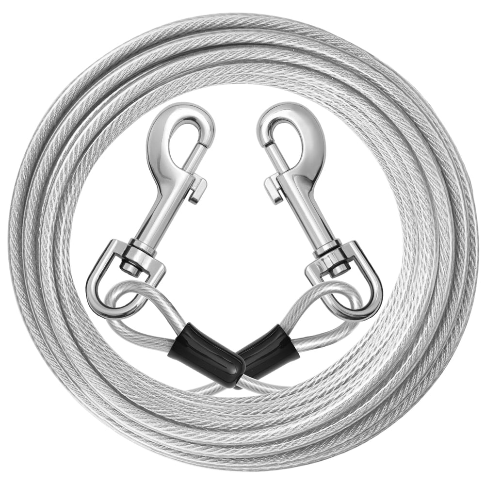 Jenico dog tie out cable 15ft steel-core for strong yard control.