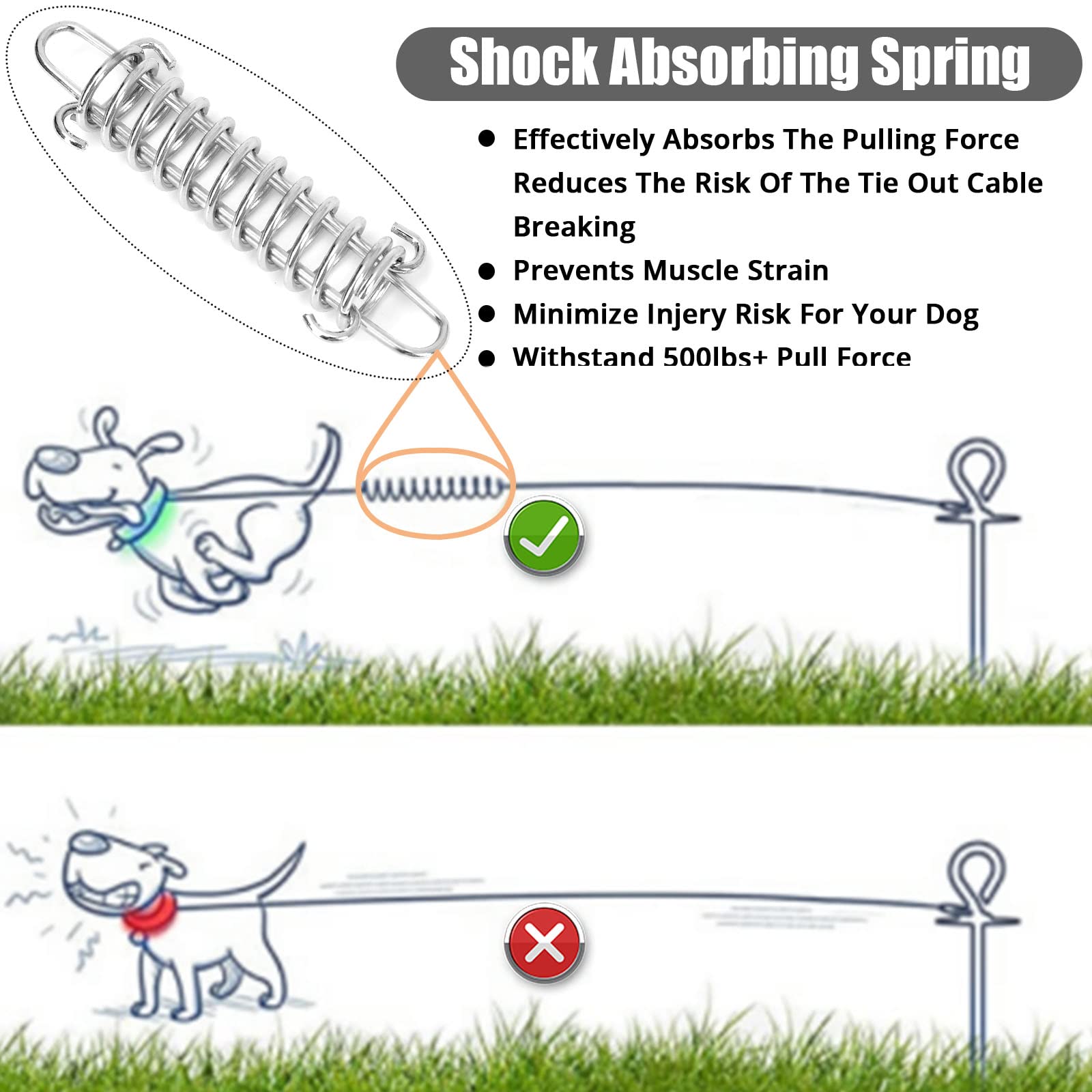 jenico dog tie out cable 20ft with swivel hook supports safe outdoor exploration.
