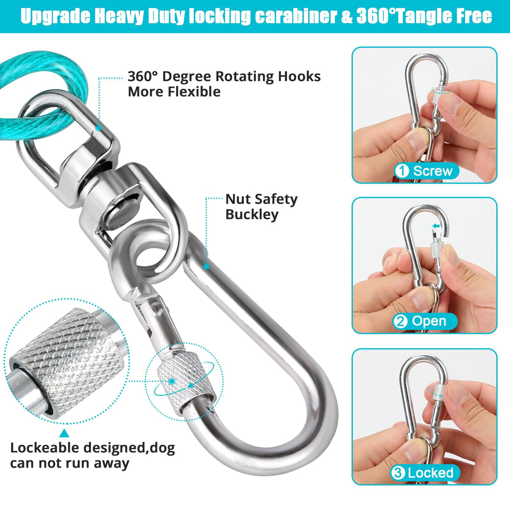 jenico dog tie out cable 20ft with 360° swivel reduces tangling during play