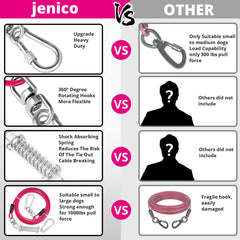 jenico dog tie out cable 30ft anti-rust coating for rain-exposed areas