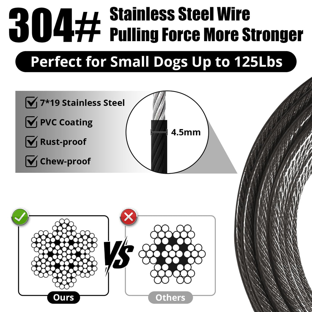 Jenico dog tie out cable 30ft extended shows versatile outdoor tether for parks and trails.