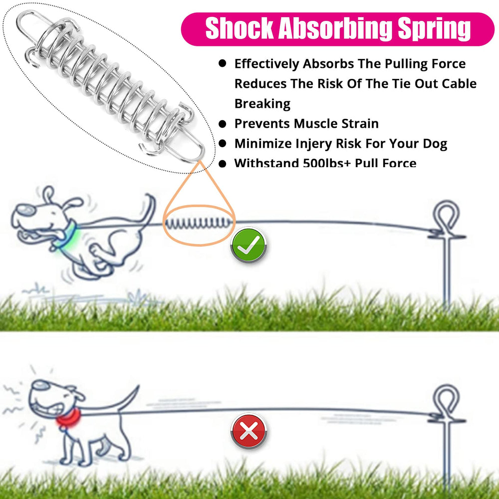 jenico dog tie out cable 395-degree swivel minimizes tangles.