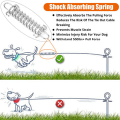 Jenico dog tie out cable with 5mm galvanized steel core and PVC coating for strength.