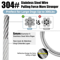 Jenico dog tie out cable 5mm steel core for strong tensile strength