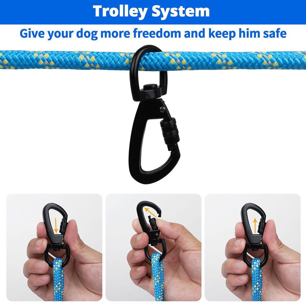 Jenico dog tie out cable 70ft blue offers extended freedom during camping.