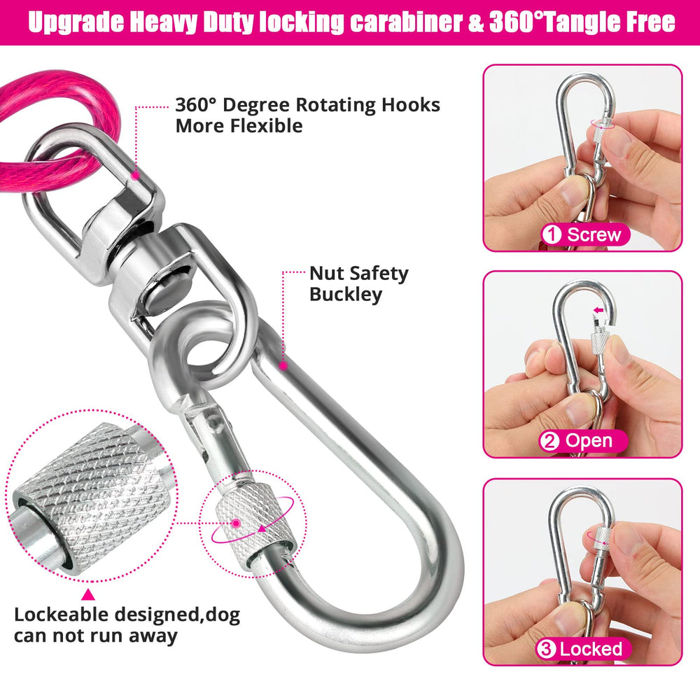 jenico dog tie-out cable PVC-coated wire rope resists rust in rain.