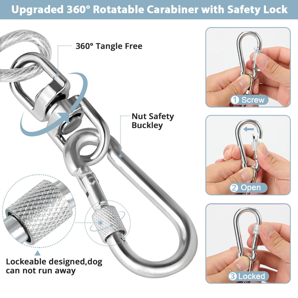 Jenico dog tie out cable reflective coating aids visibility during dusk walks.