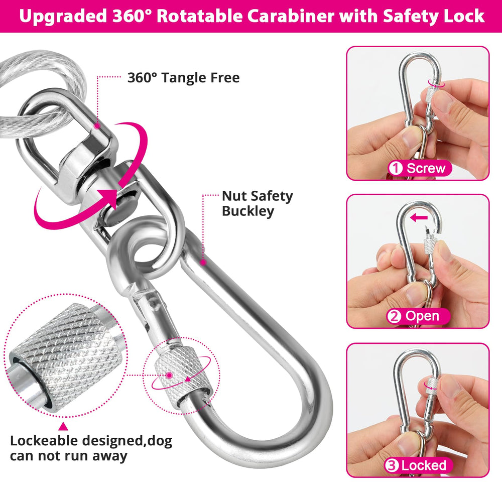 Jenico dog tie out cable reflective coating enhances safety at night